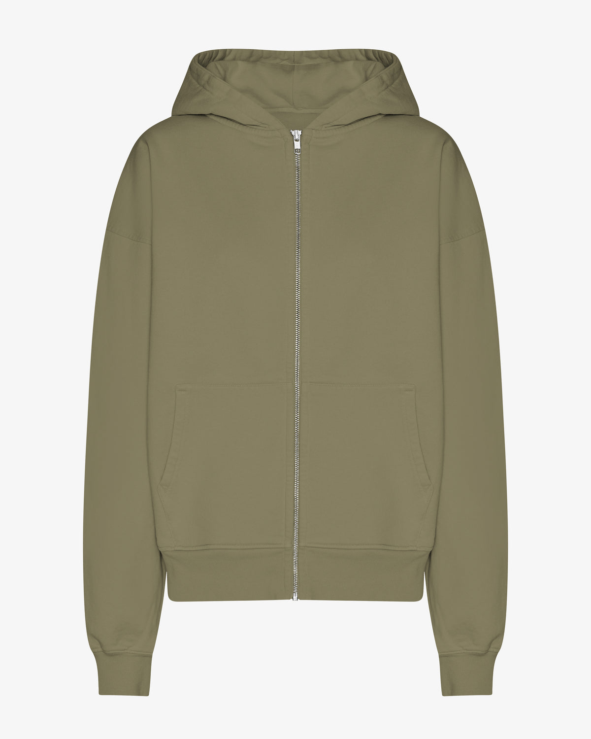 Organic Oversized Zip Hood - Dusty Olive