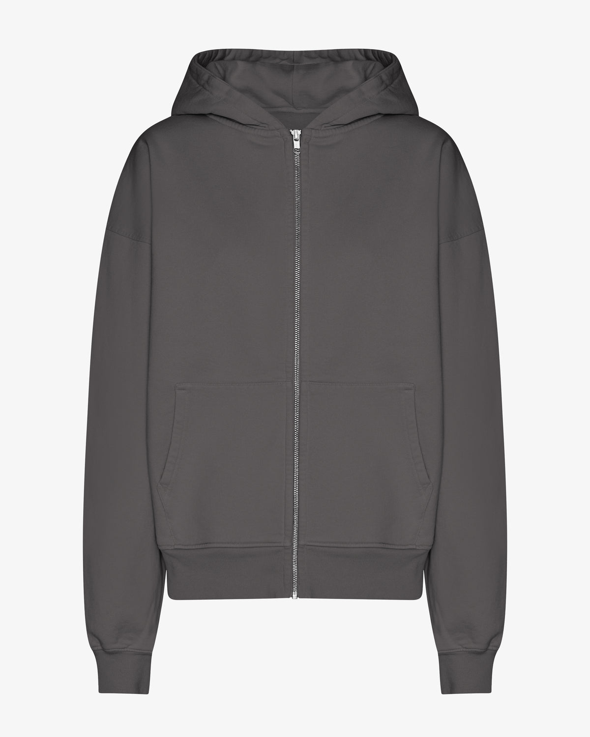 Organic Oversized Zip Hood - Lava Grey