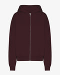 Organic Oversized Zip Hood - Oxblood Red