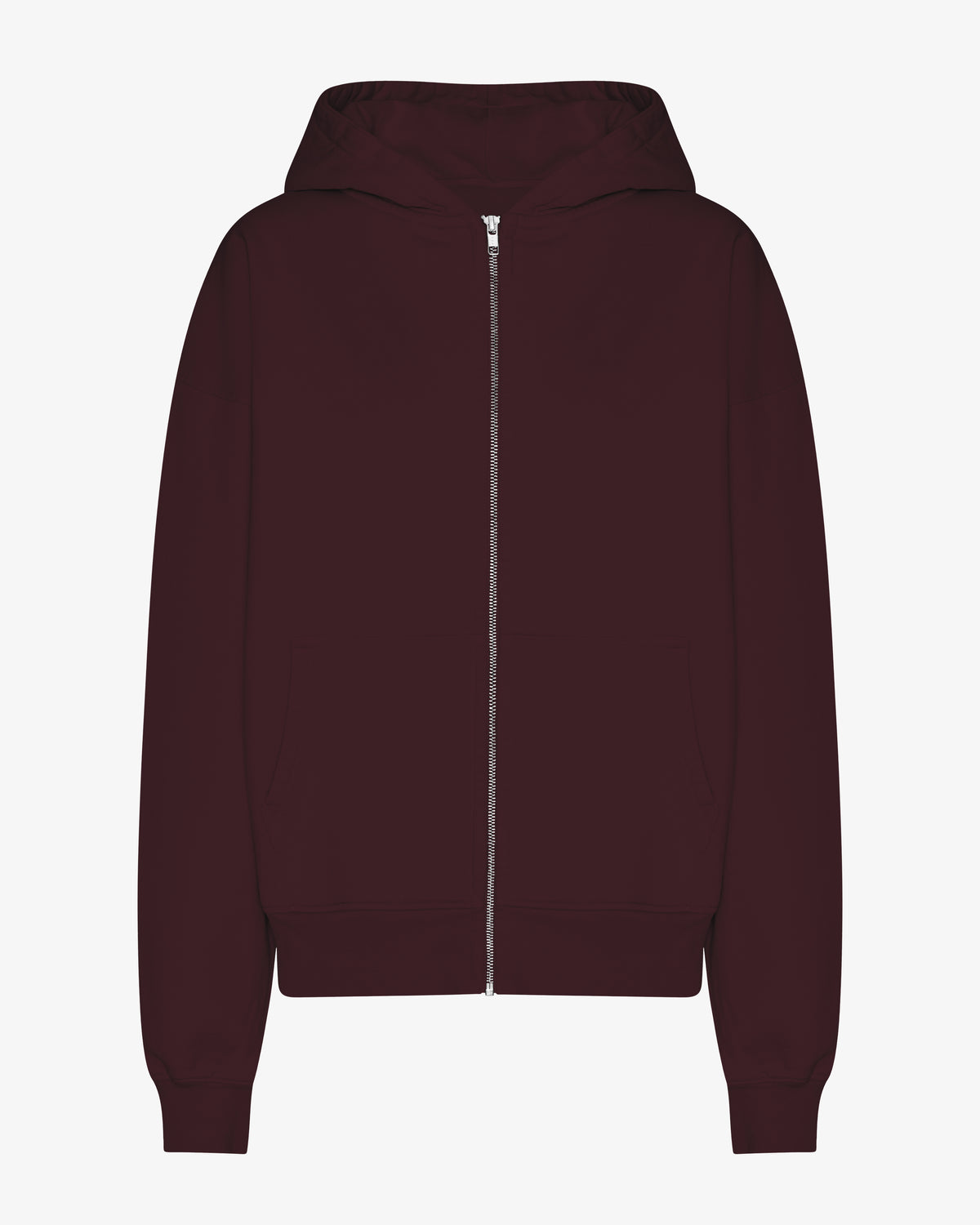 Organic Oversized Zip Hood - Oxblood Red
