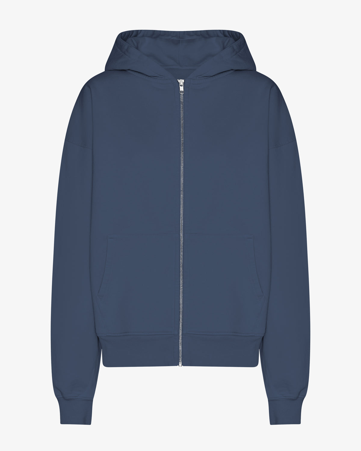 Organic Oversized Zip Hood - Petrol Blue