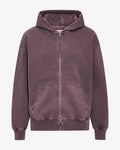 Organic Oversized Zip Hood - Faded Grape