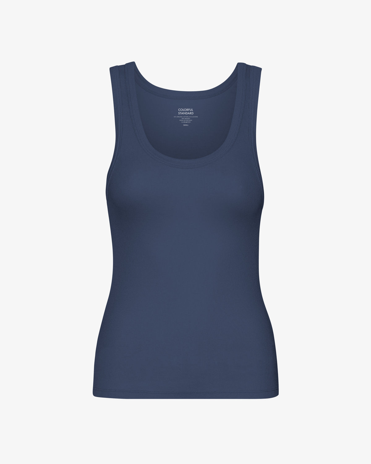 Women Organic Rib Tank Top - Petrol Blue