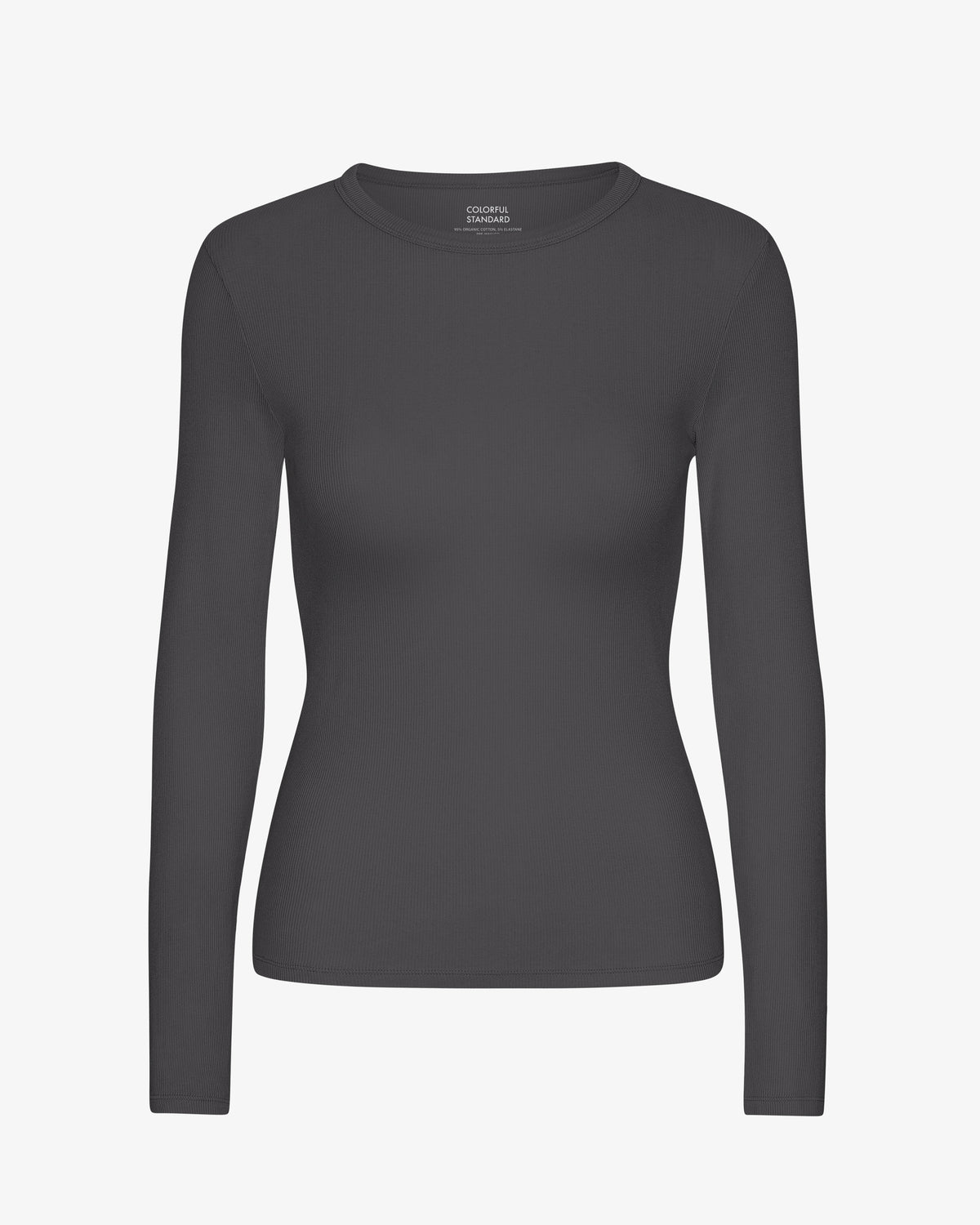 Women Organic Rib LS T-Shirt - Lava Grey