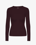 Women Organic Rib LS T-Shirt - Oxblood Red