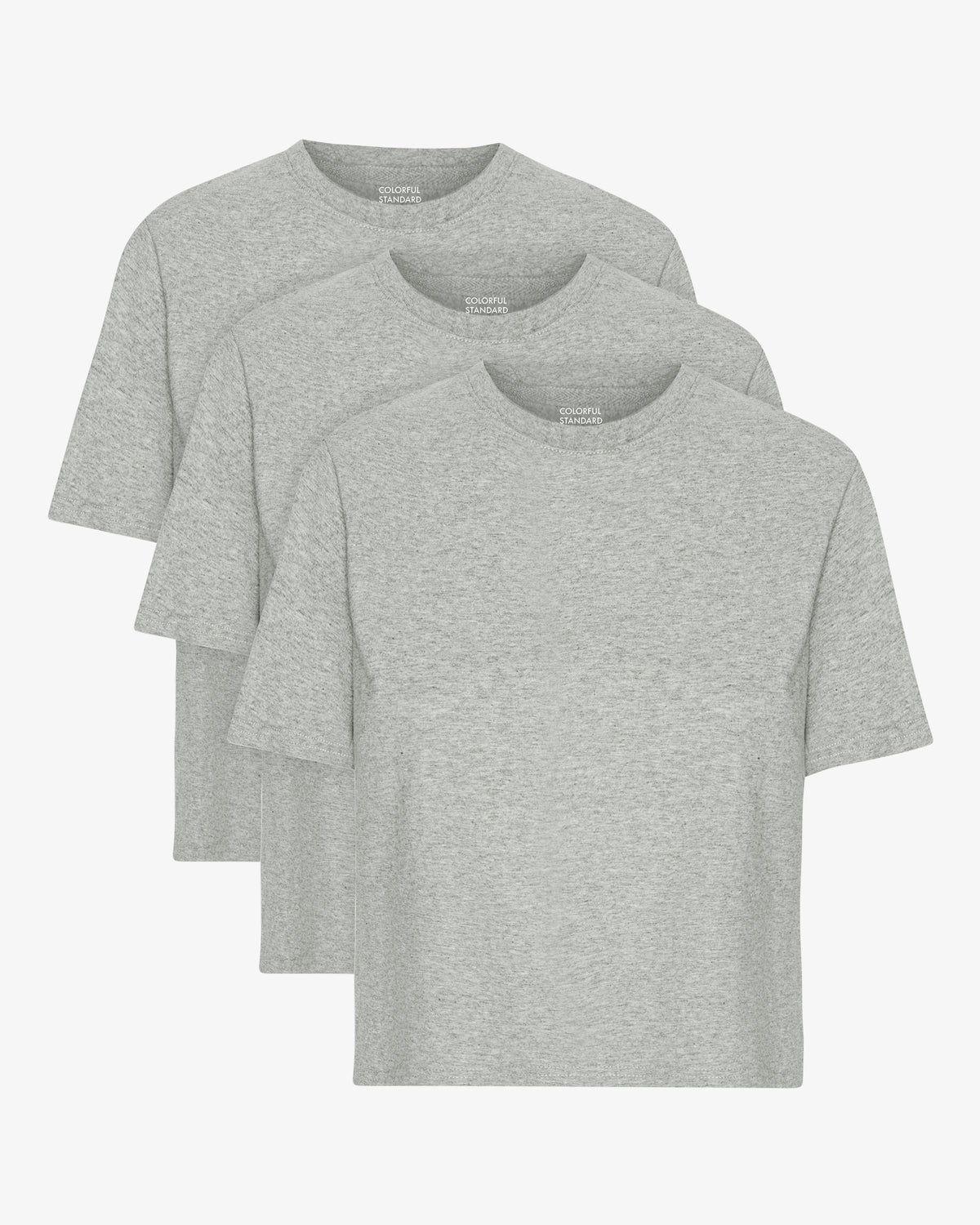 Organic Boxy Crop Tee - Heather Grey (3-Pack)