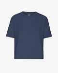 Organic Boxy Crop Tee - Petrol Blue