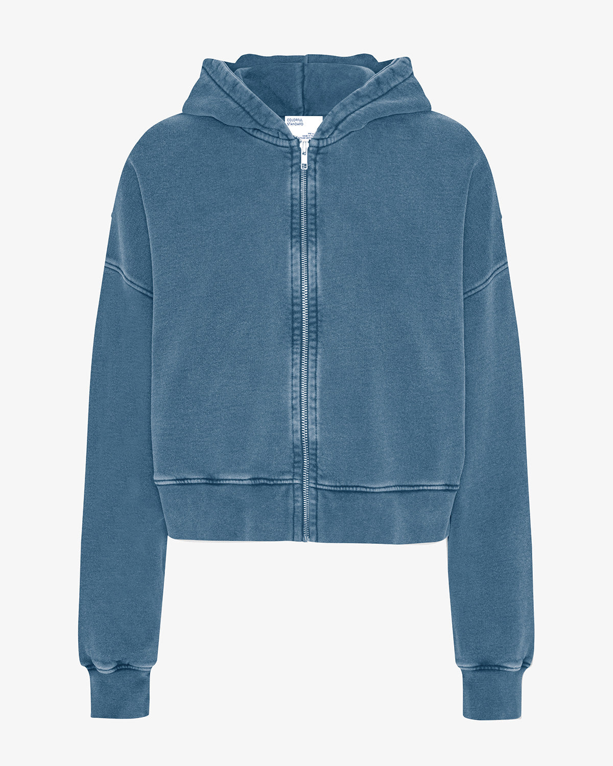 Organic Crop Zip Hood - Faded Indigo