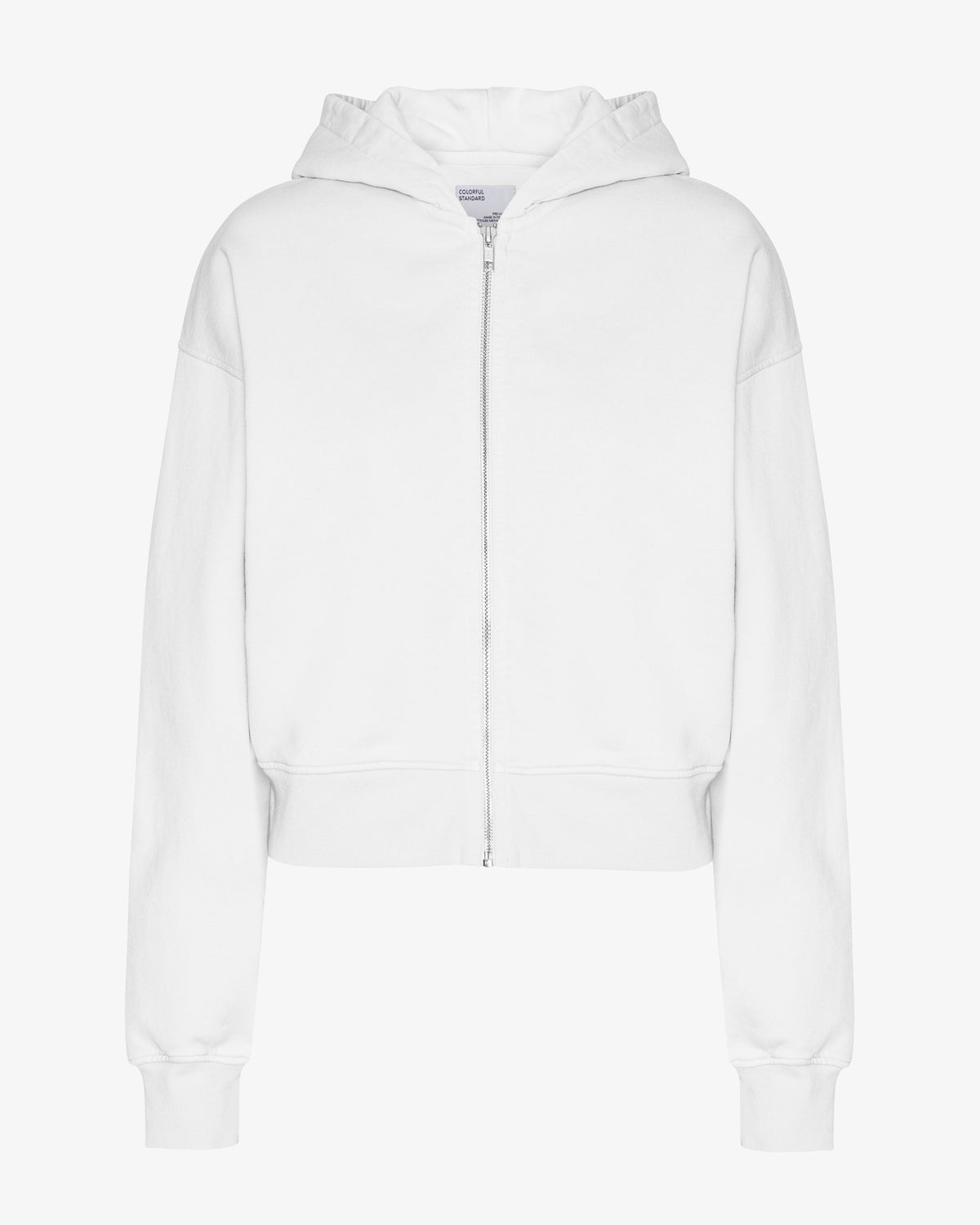 Organic Crop Zip Hood - Optical White