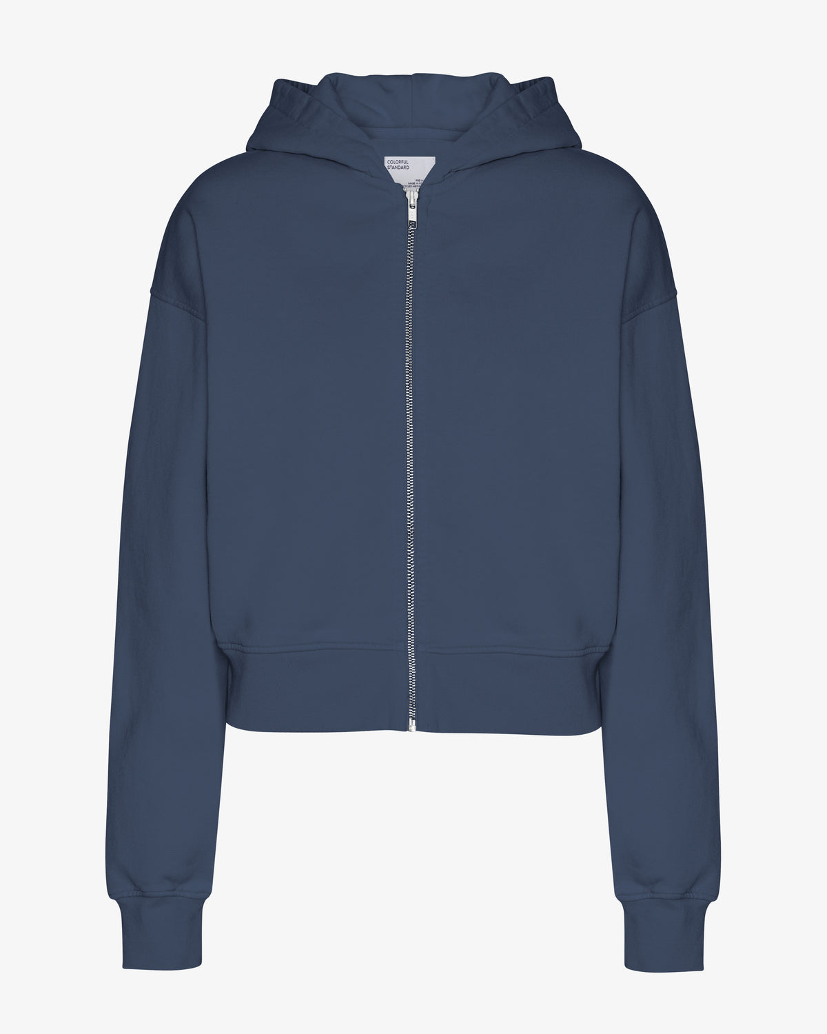 Organic Crop Zip Hood - Petrol Blue