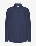 Linen Oversized Shirt - Marine Blue