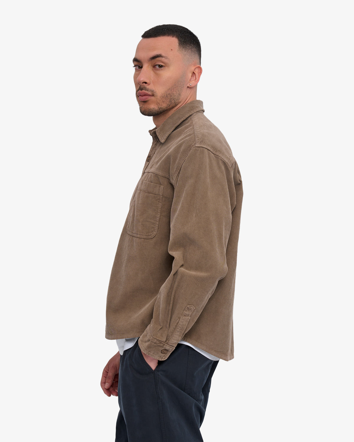 Organic Corduroy Boxy Overshirt - Faded Khaki