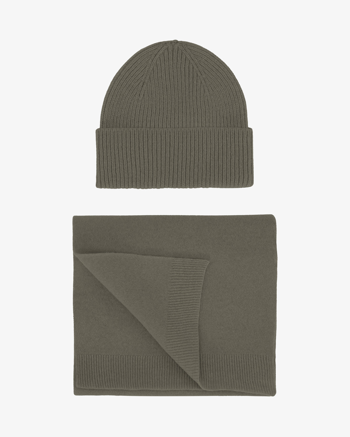 Merino Wool Beanie & Scarf - Dusty Olive