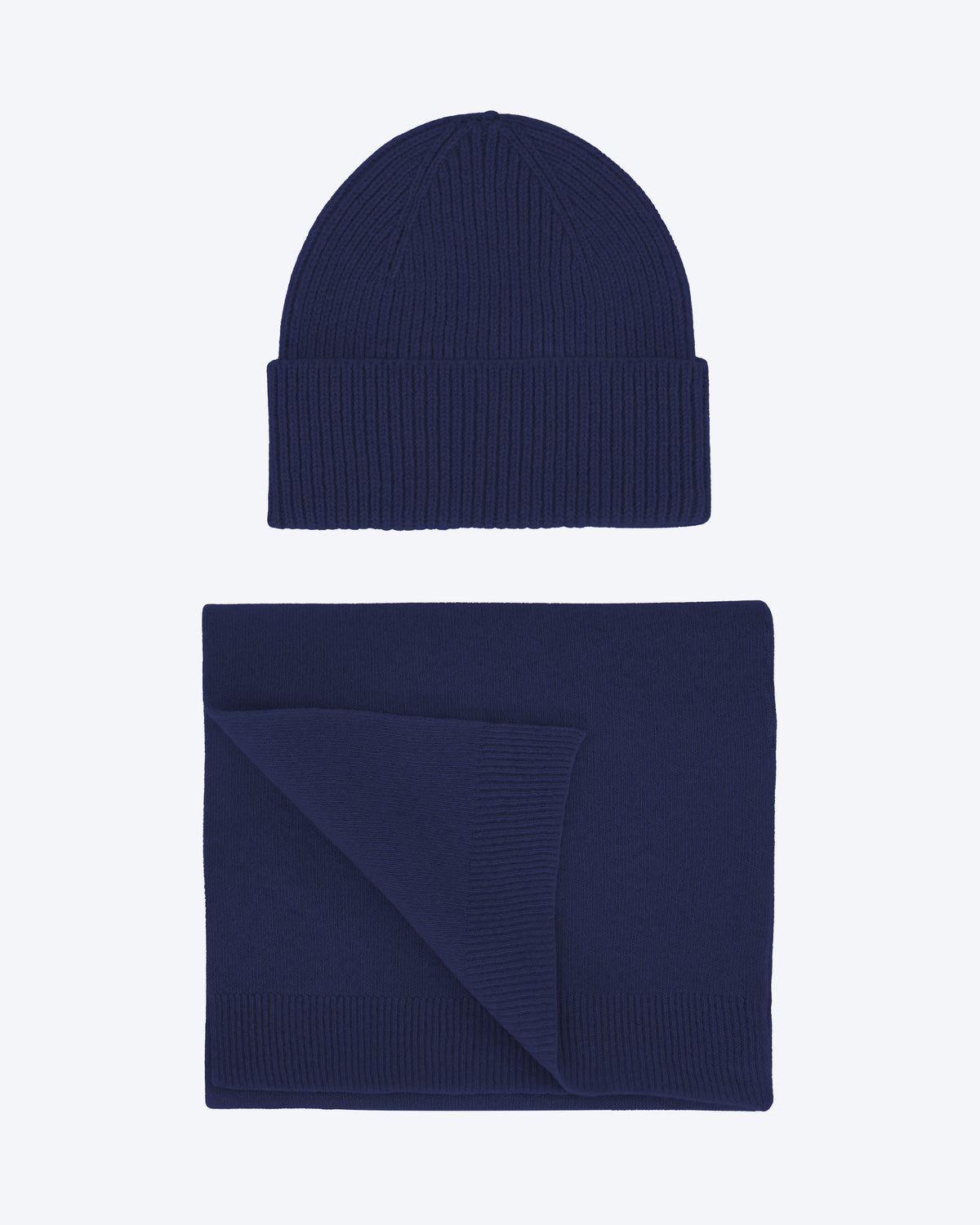 Merino Wool Beanie & Scarf - Marine Blue