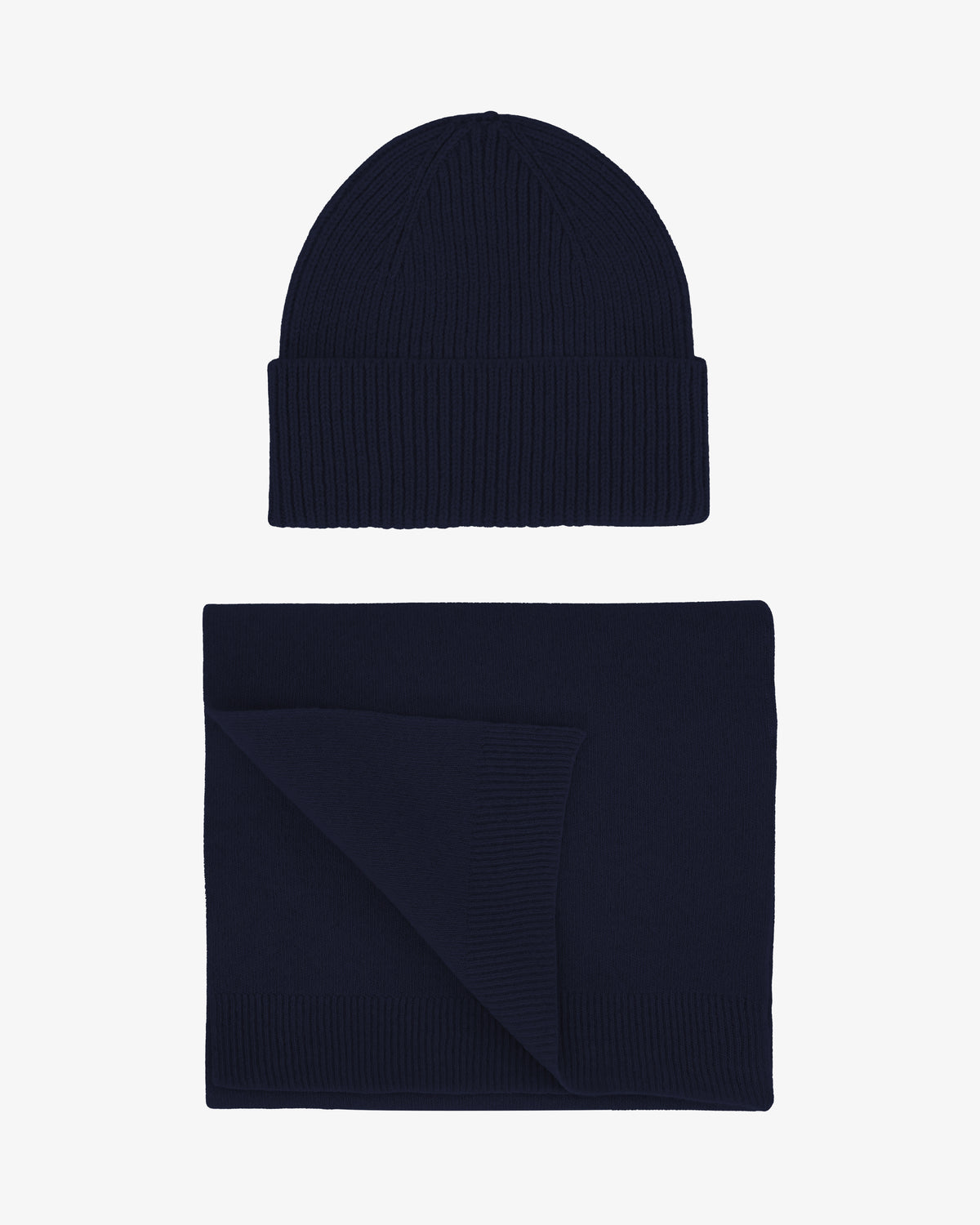 Merino Wool Beanie & Scarf - Navy Blue