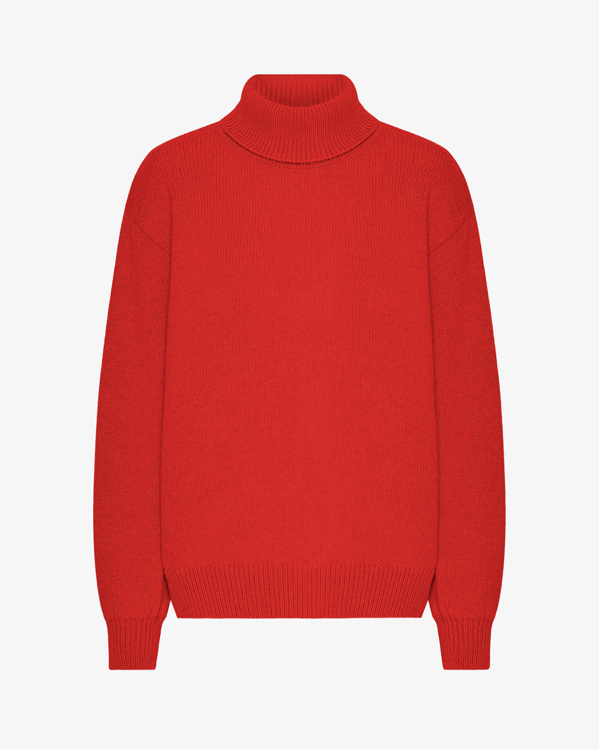 Merino Wool Turtleneck - Red Tangerine