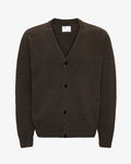 Merino Wool V-Neck Cardigan - Coffee Brown