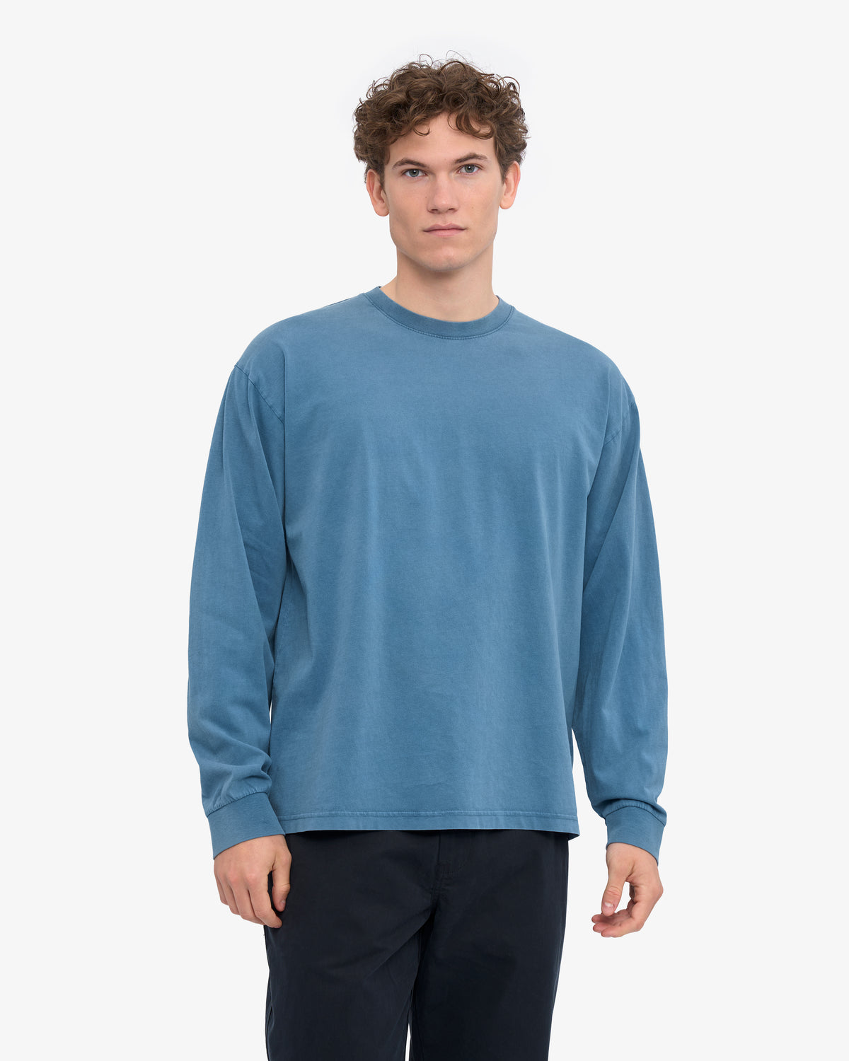 Oversized Organic LS T-Shirt - Faded Indigo
