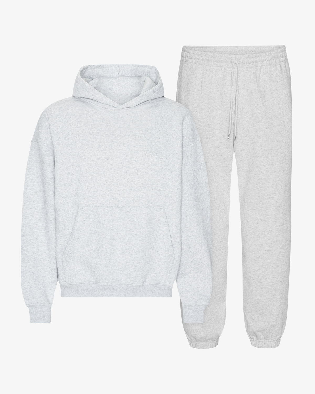 Organic Relaxed Hood Sweatsuit - Snow Melange