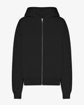Organic Oversized Zip Hood - Deep Black