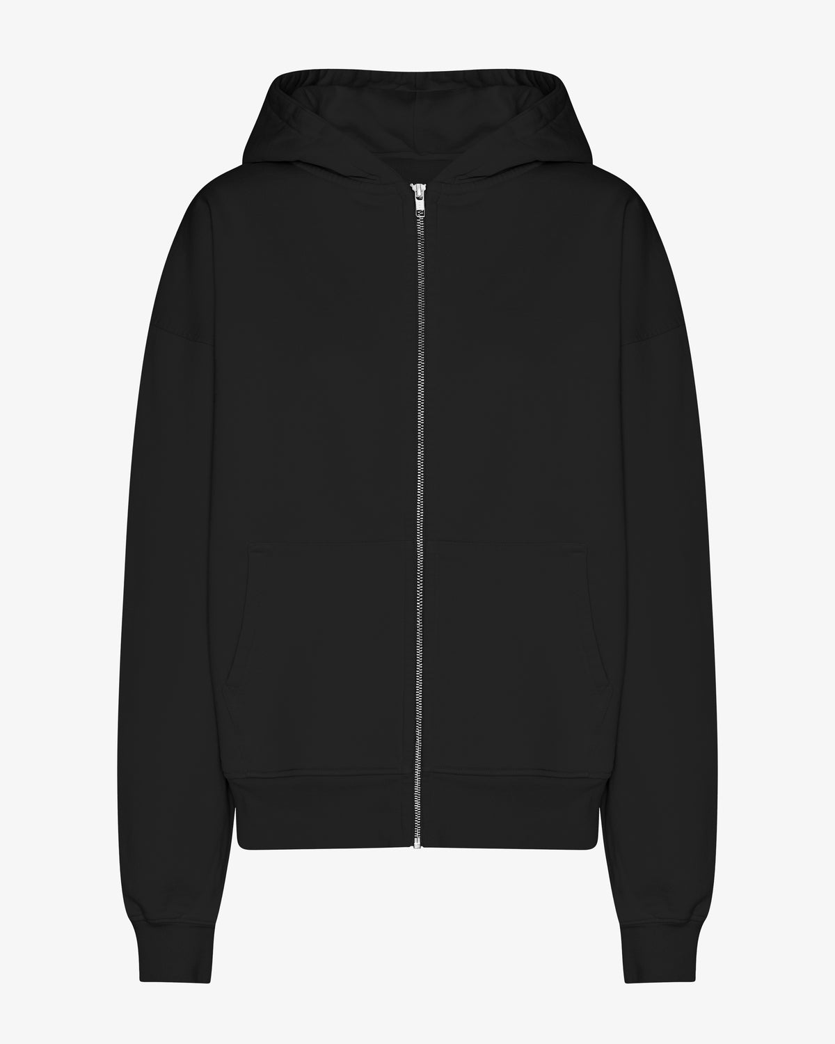 Organic Oversized Zip Hood - Deep Black