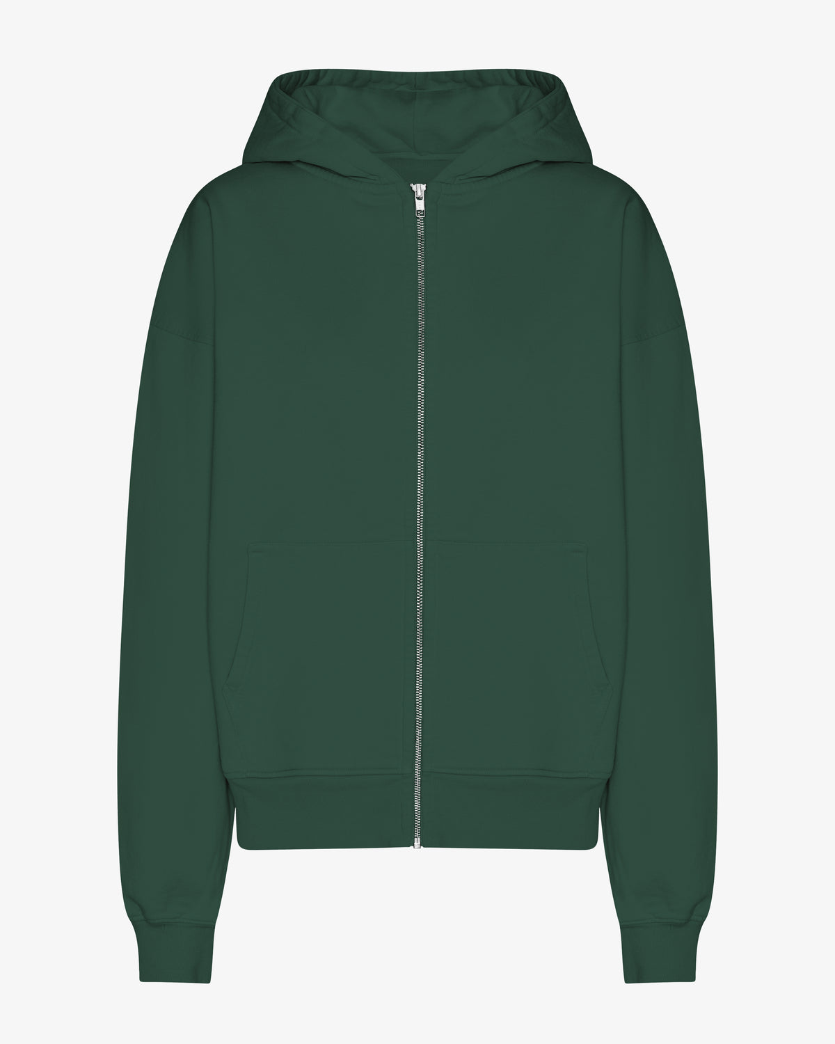 Organic Oversized Zip Hood - Emerald Green