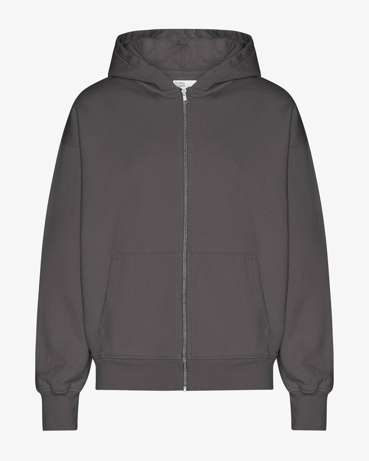 Organic Oversized Zip Hood - Lava Grey