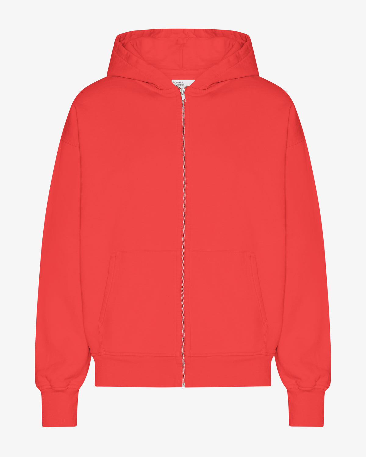 Organic Oversized Zip Hood - Red Tangerine