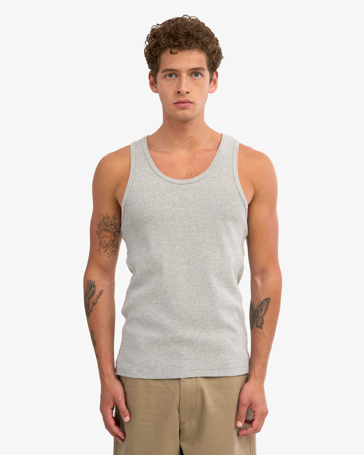 Organic Rib Tank Top - Heather Grey