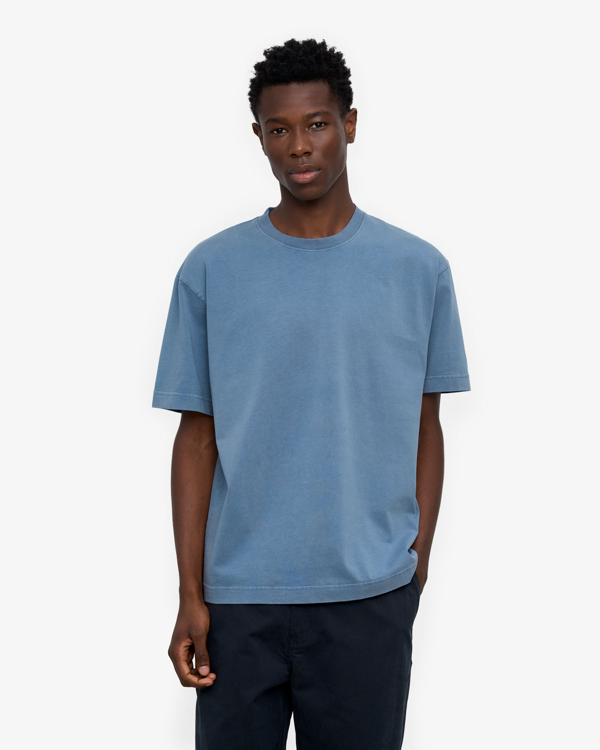Heavy Organic Boxy Tee - Faded Indigo