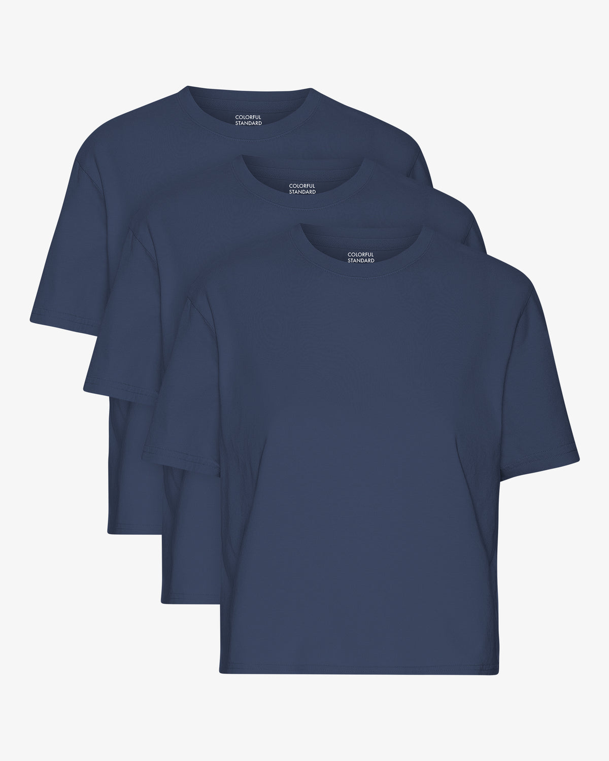 Organic Boxy Crop Tee - Petrol Blue (3-Pack)