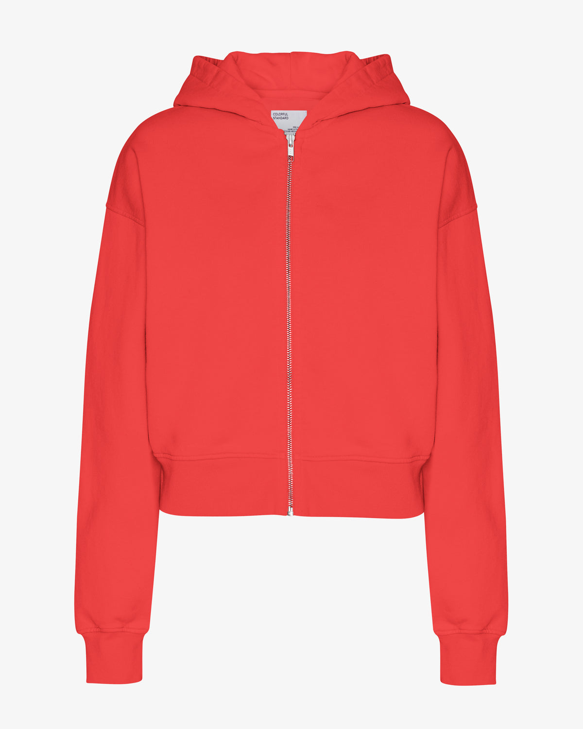 Organic Crop Zip Hood - Red Tangerine