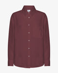 Linen Oversized Shirt - Oxblood Red