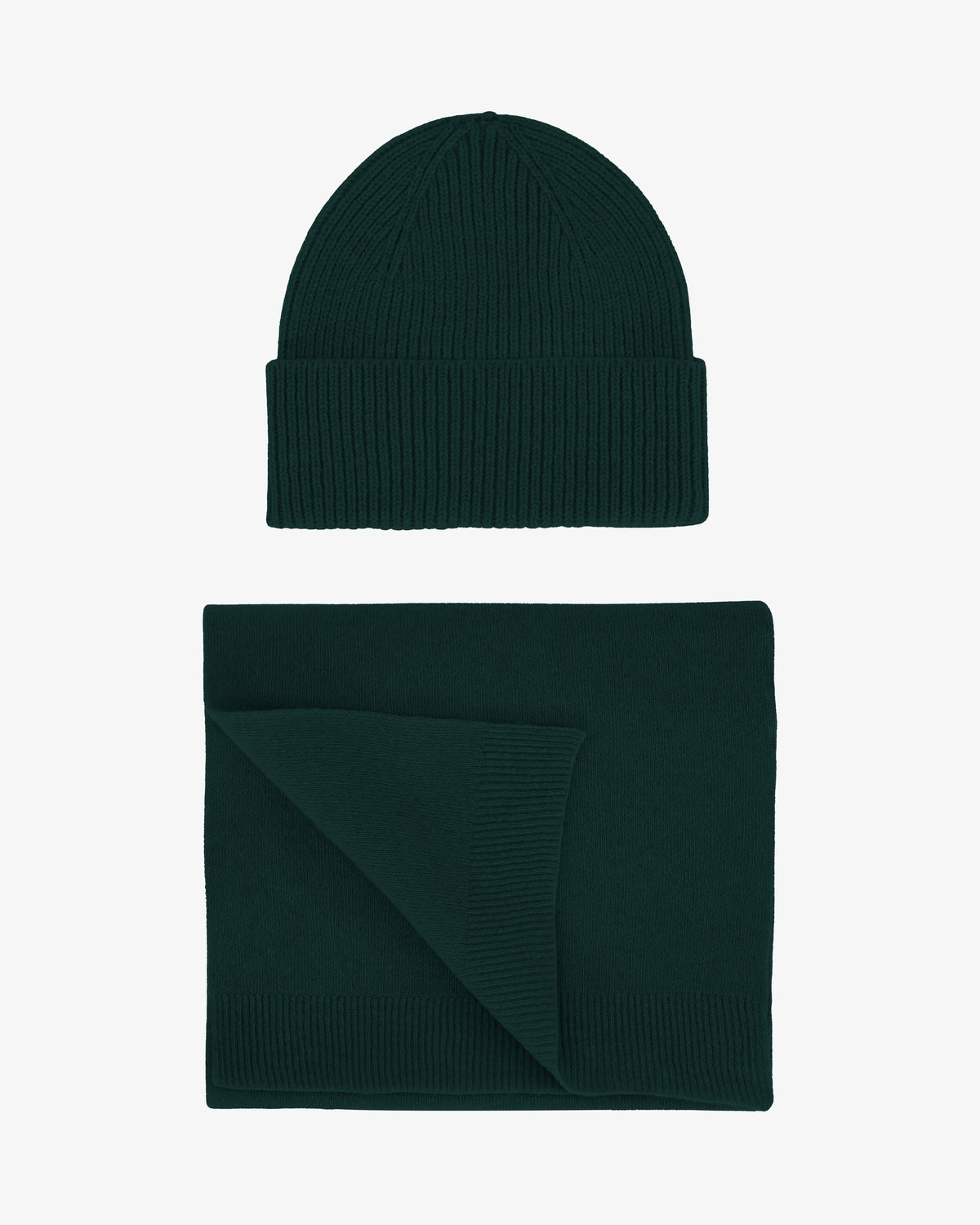 Merino Wool Beanie & Scarf - Emerald Green