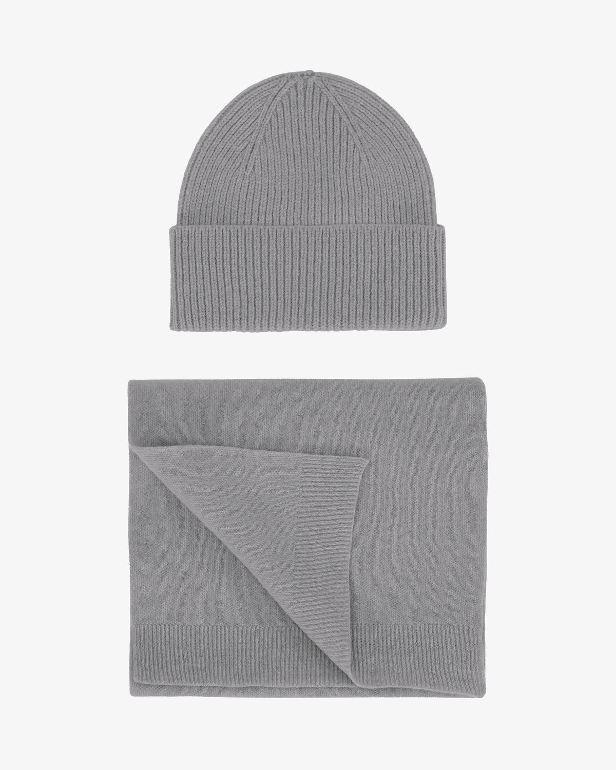 Merino Wool Beanie & Scarf - Heather Grey