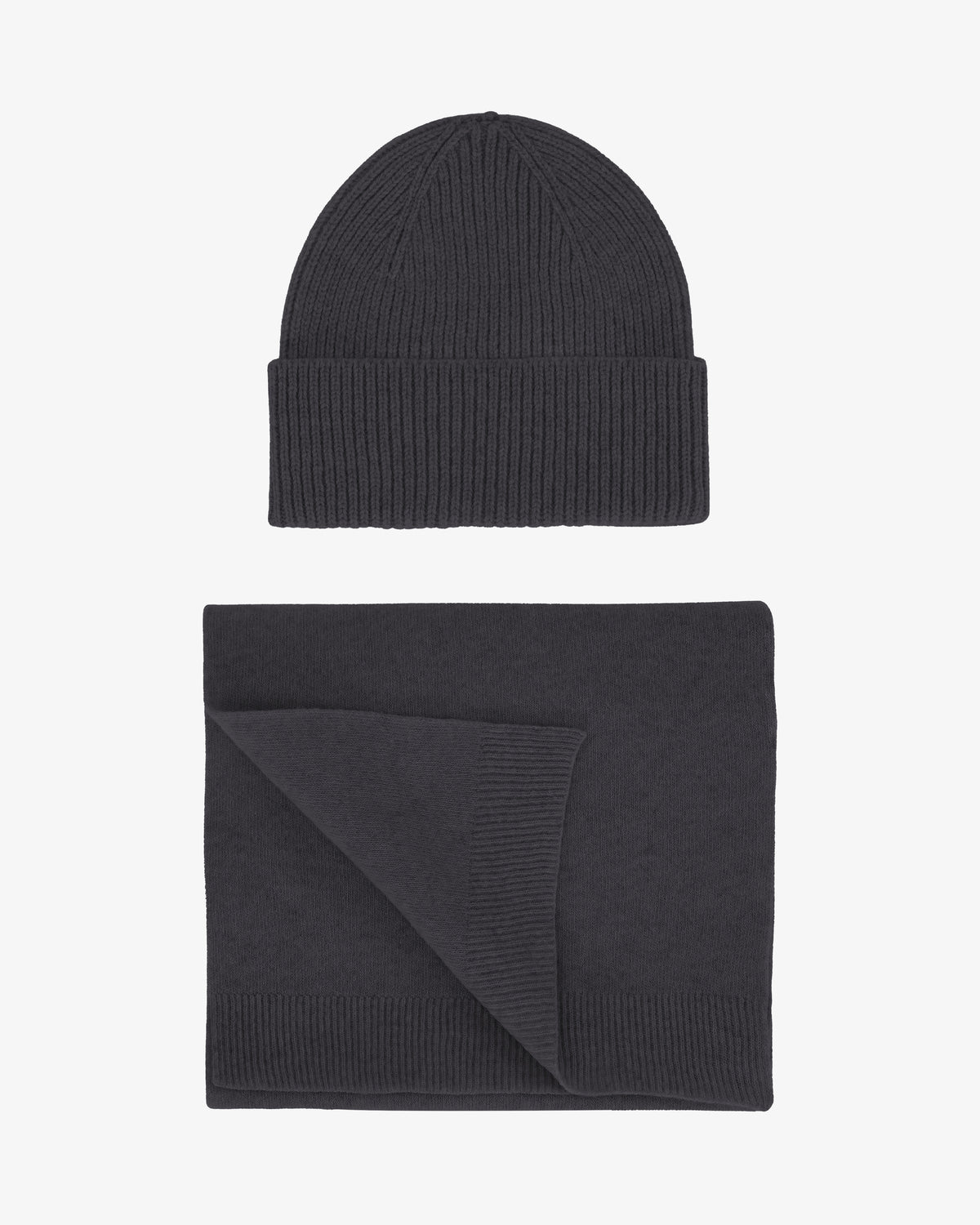 Merino Wool Beanie & Scarf - Lava Grey