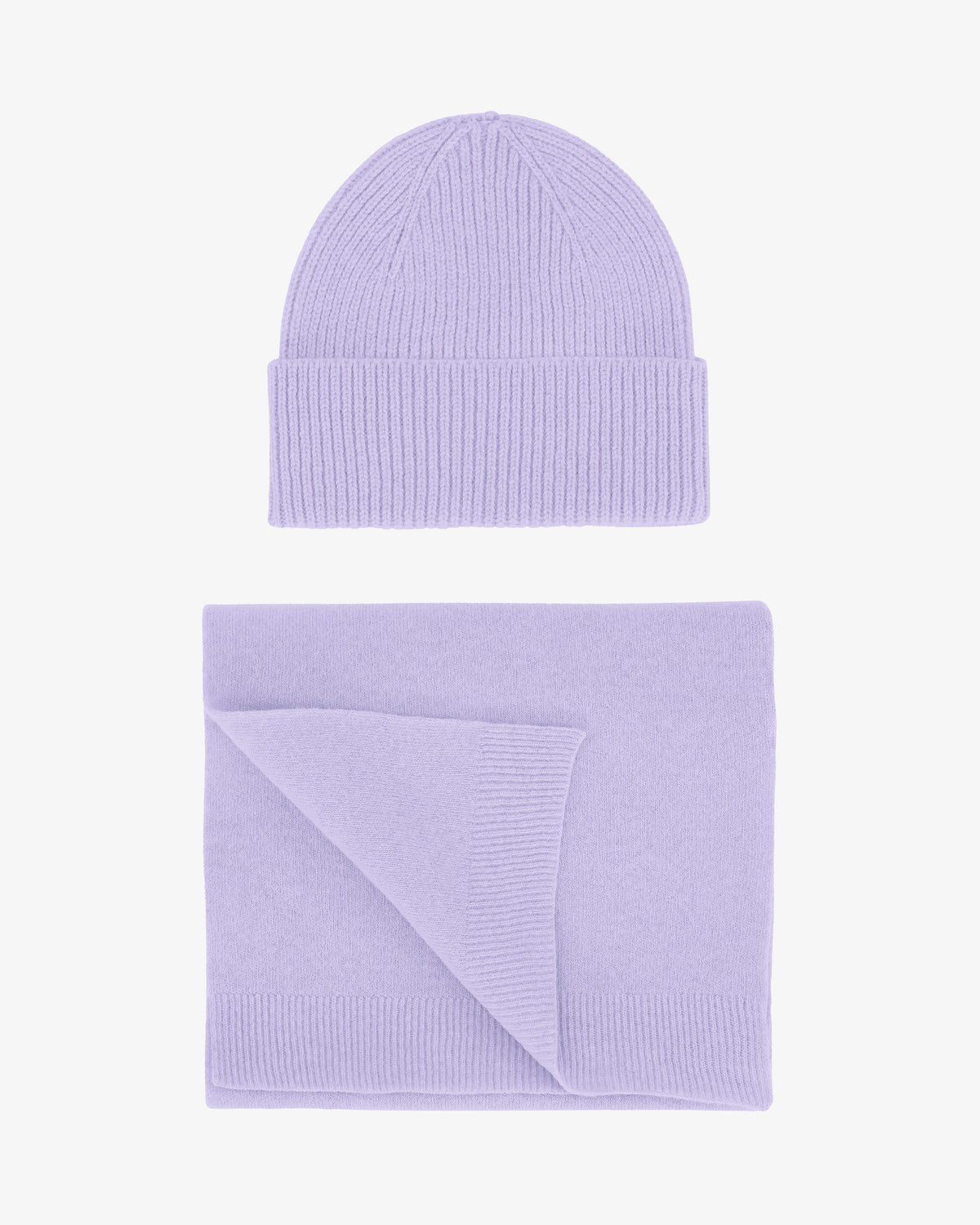 Merino Wool Beanie & Scarf - Soft Lavender