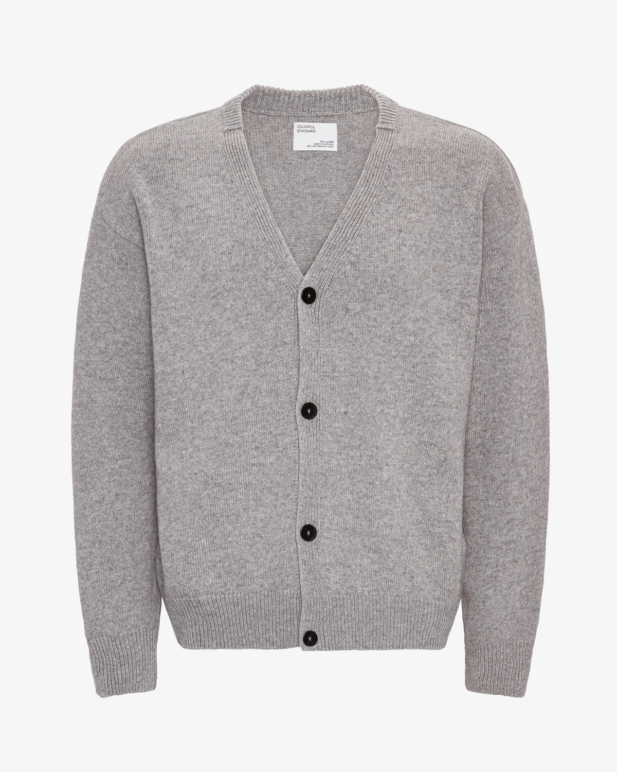 Merino Wool V-Neck Cardigan - Heather Grey