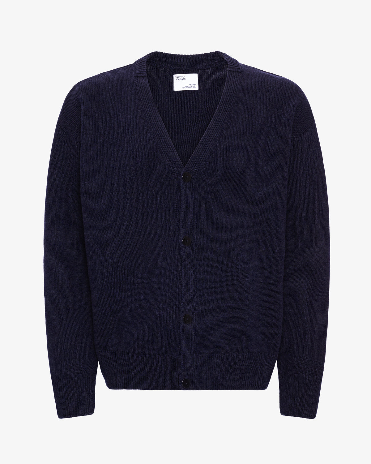 Merino Wool V-Neck Cardigan - Navy Blue